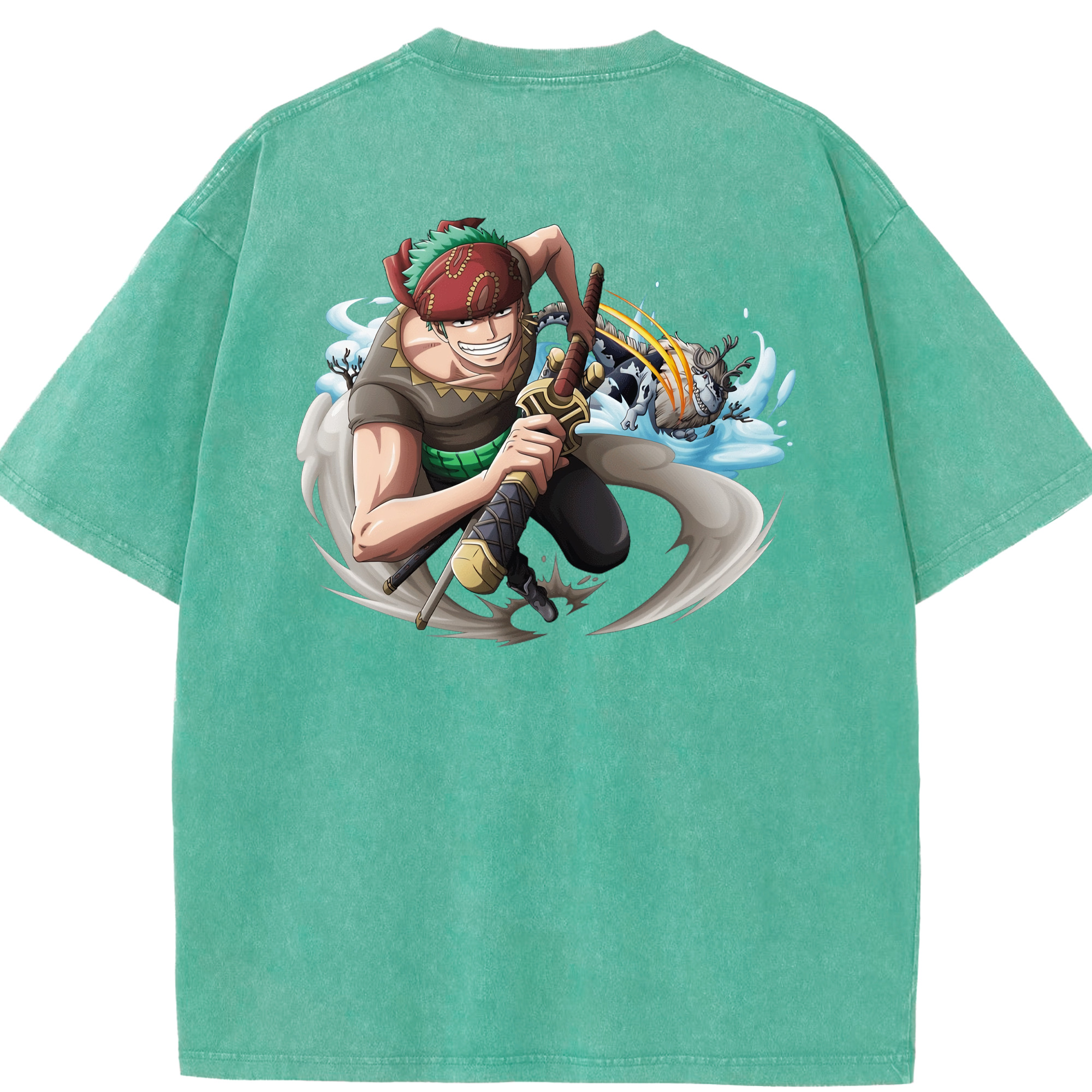 ワンピース ロロノア・ゾロ ONE PIECE Roronoa Zoro 綿100% ヴィンテージ風 半袖Tシャツ（背面プリント）